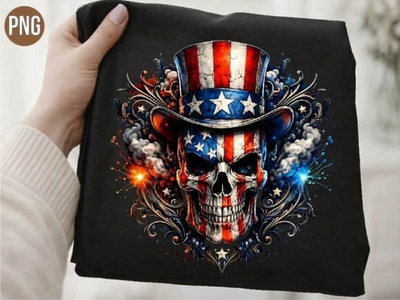 Download Patriotic Uncle Sam Skull PNG T-SHIRT - Uncle Collection